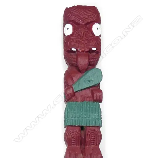 An old 19th/20thC Maori carved stylised figured post ex. Whakarewarewa Village