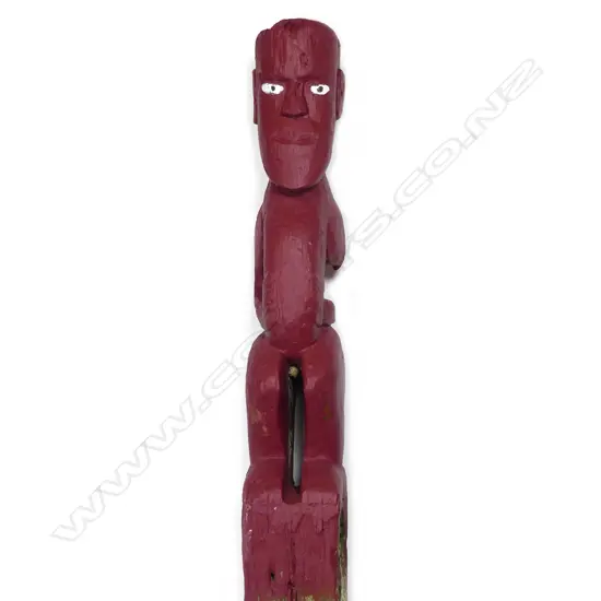 An old 19th/20thC Maori carved male figured post ex. Whakarewarewa Village
