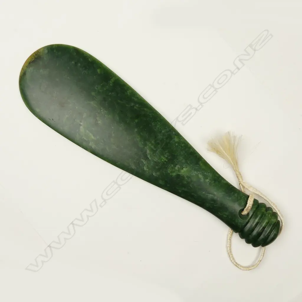 A fine large Marsden Flower pounamu mere by Jayme Anderson Image 1++