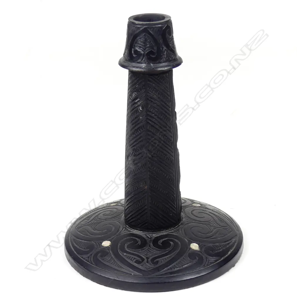 An early 20thC Maori carved candle stand Image 1++