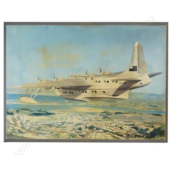 A large format hand coloured Whites Aviation photograph of the TEAL Solent 4 flying boat 'Aranui'