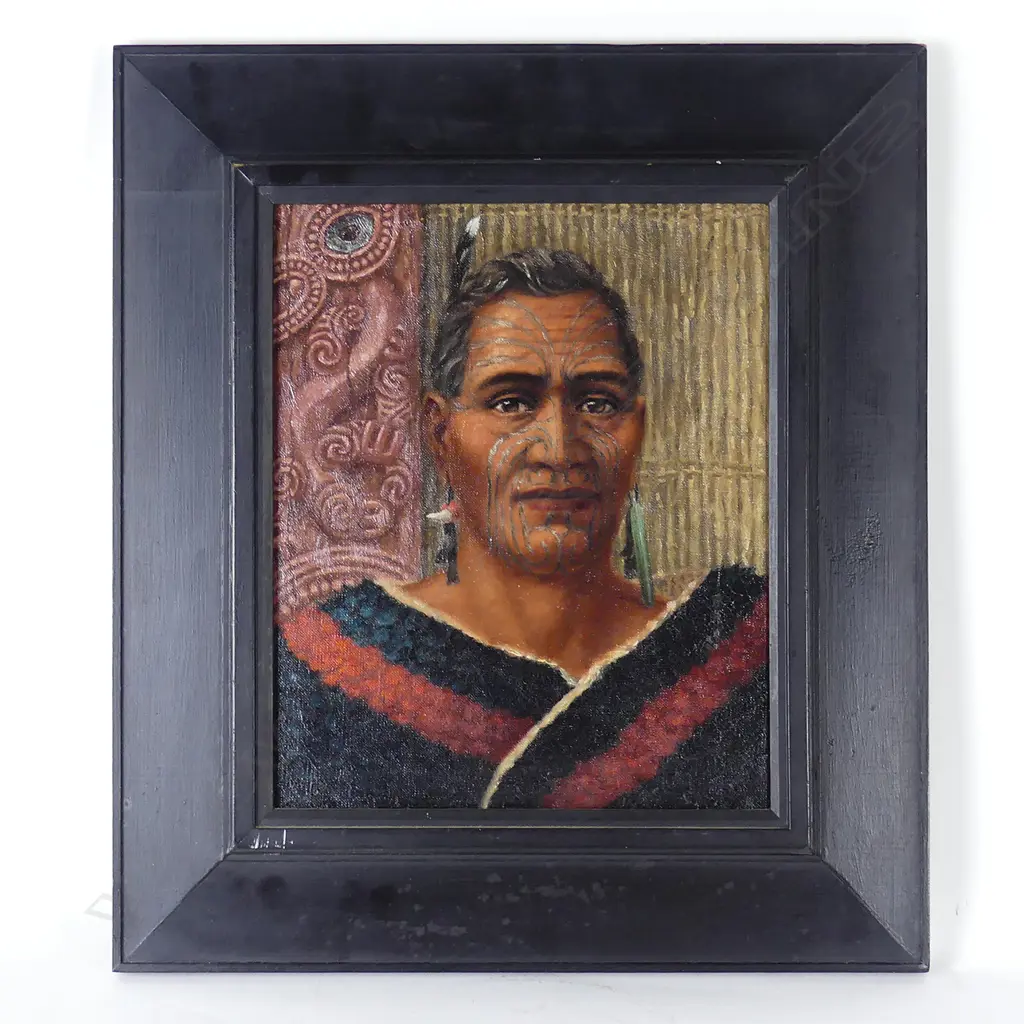 A pair of Maori portrait oils on canvas Image 1++