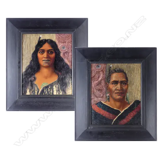A pair of Maori portrait oils on canvas