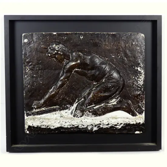 A Carrara plaster bronzed panel