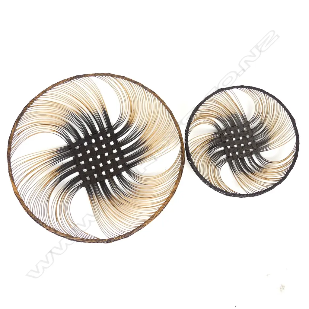 Two Ruth Castle woven rattan cane platters Image 1++