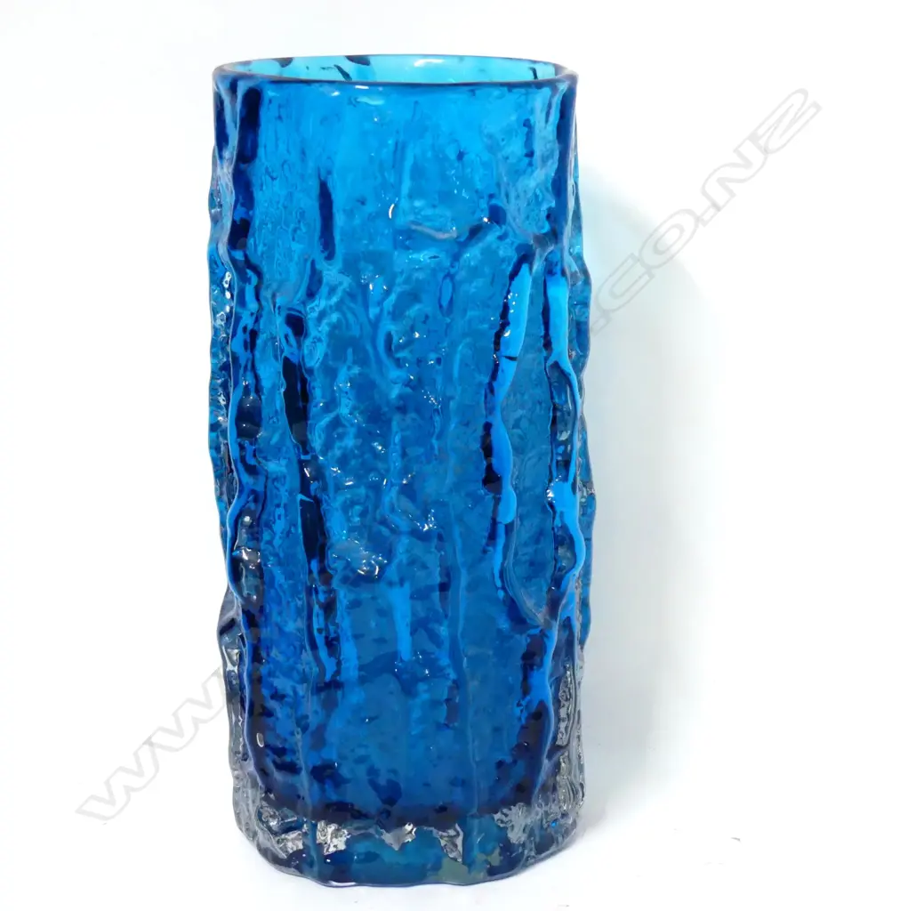 A Whitefriars cylindrical bark vase in turquoise Image 1++