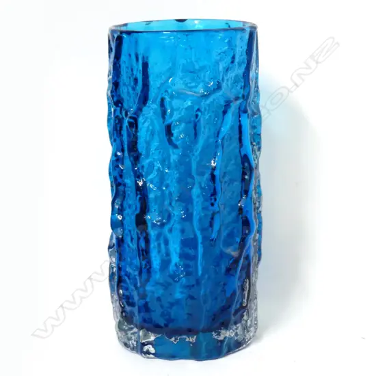 A Whitefriars cylindrical bark vase in turquoise