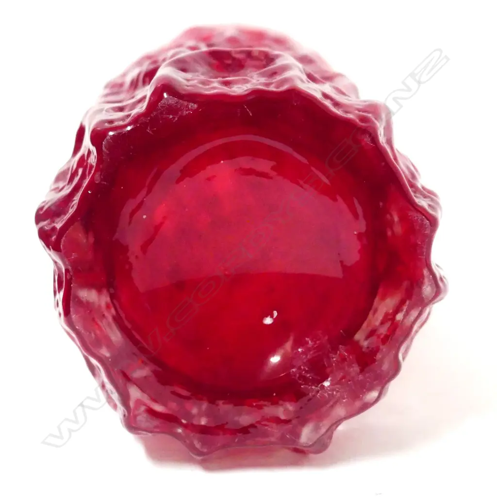 A Whitefriars cylindrical bark vase in ruby red Image 1++