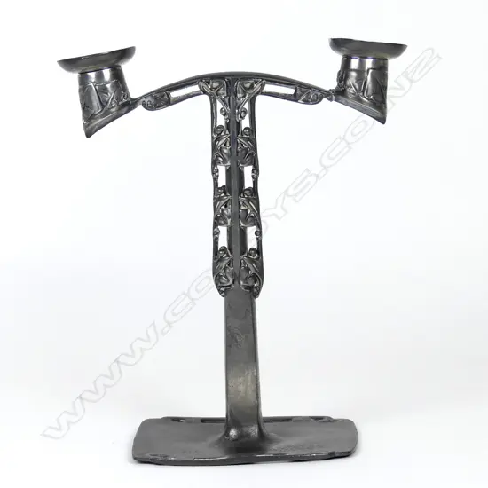 A Tudric pewter candelabra