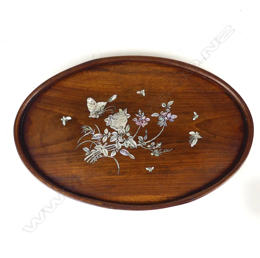 A Chinese vintage rosewood and mother of pearl tray Image 1++