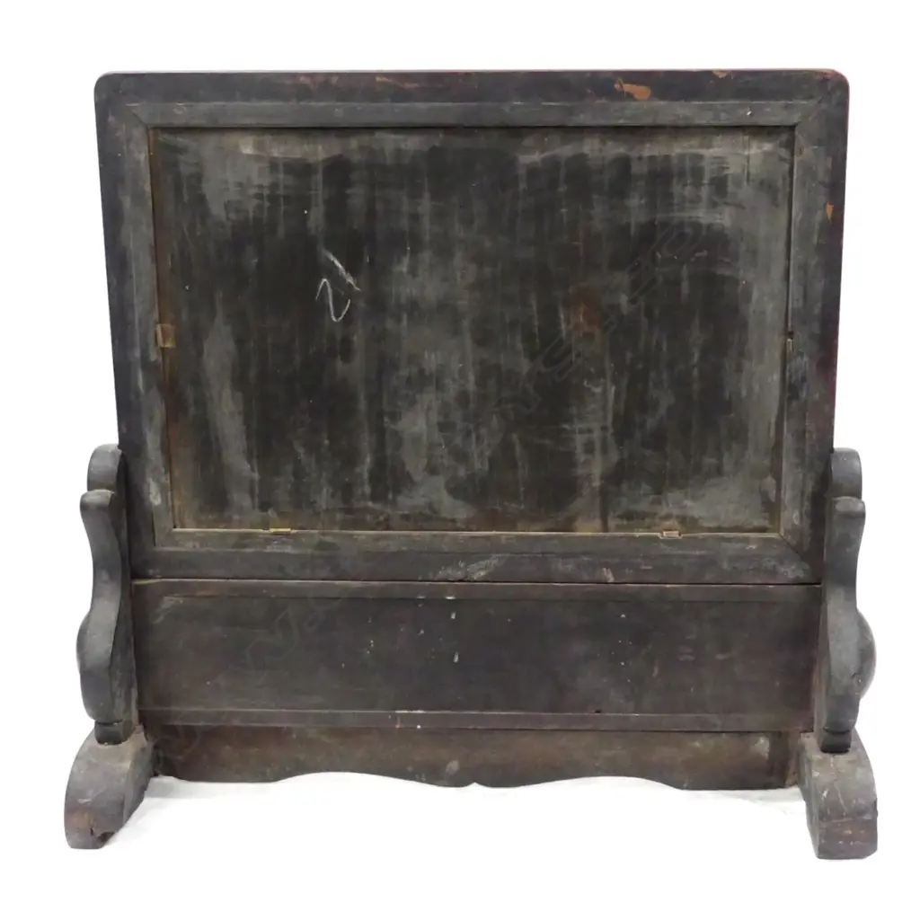 A vintage Chinese porcelain screen in stand Image 1++