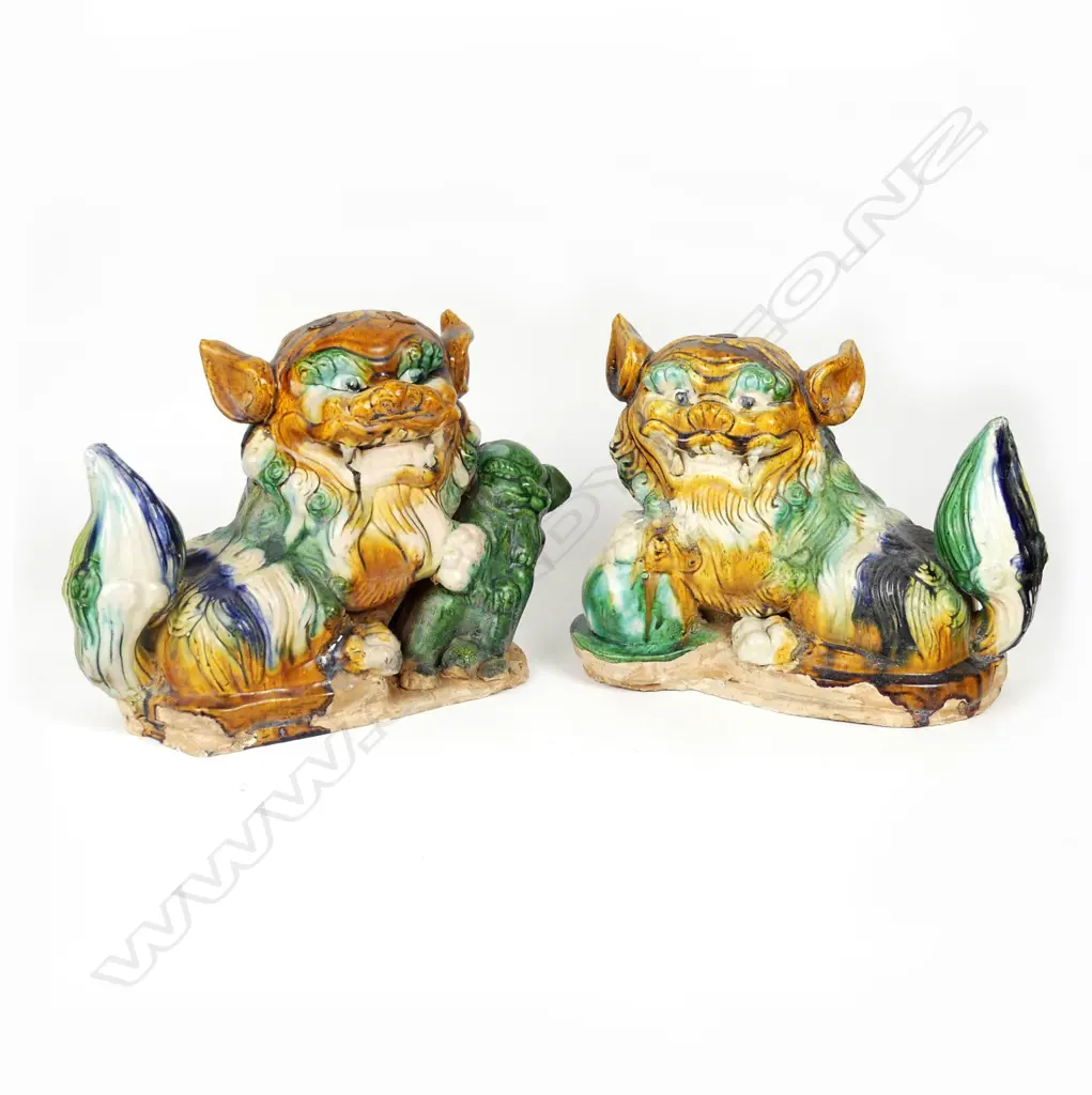A pair of vintage Chinese roof tile finials Image 1++