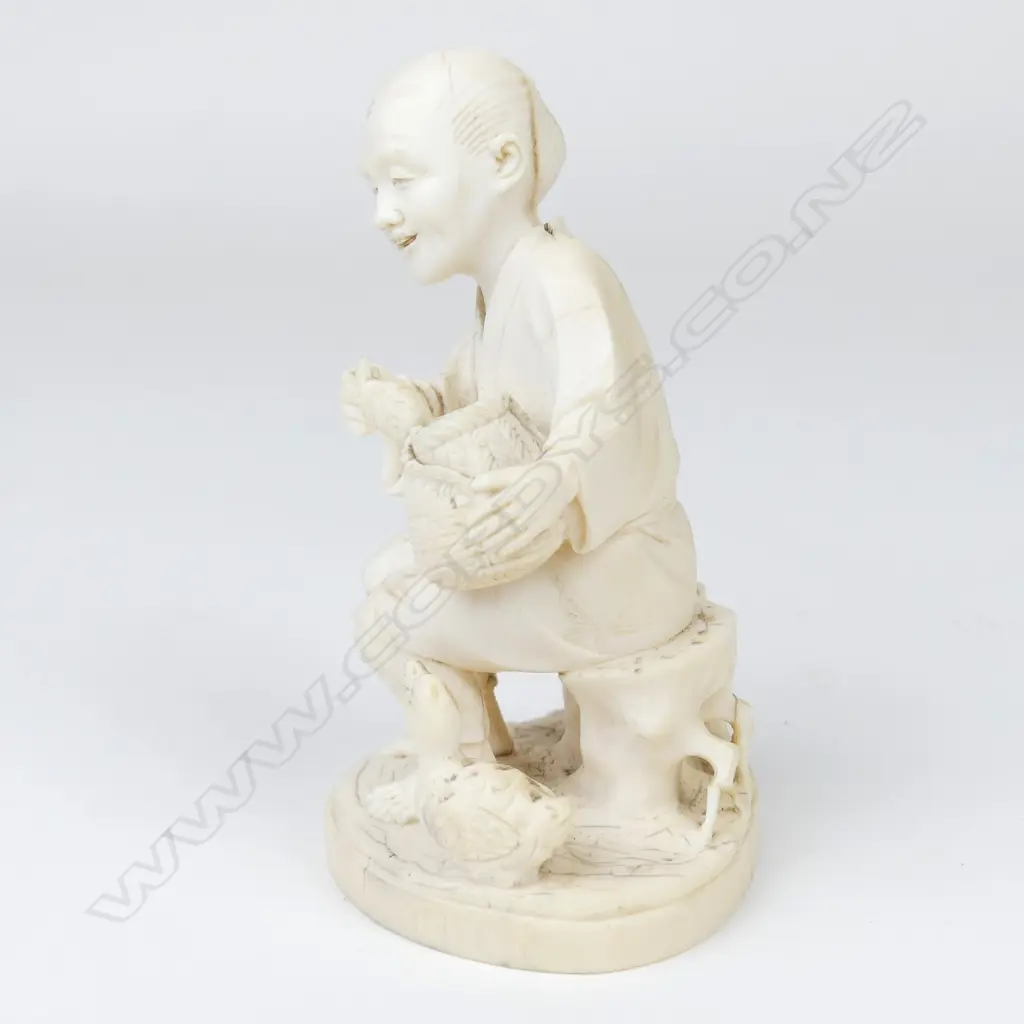 A Meiji period ivory figure of an elderly man Image 1++