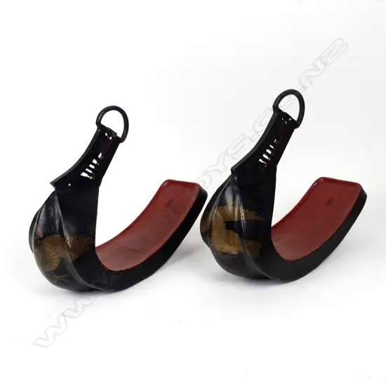 A pair of Japanese Edo period equestrian samurai stirrups (abumi)