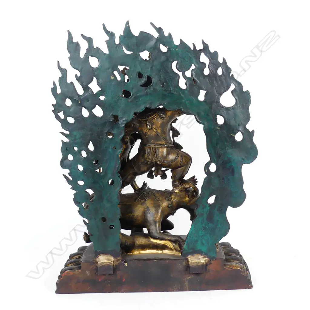 19thC or earlier Tibetan copper-bronze Buddhist statue of Yama Dharmaraja Image 1++