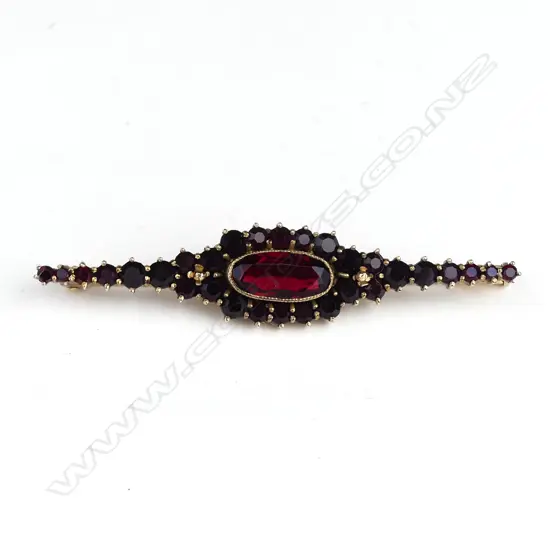 A 9ct gold and Bohemian garnet brooch