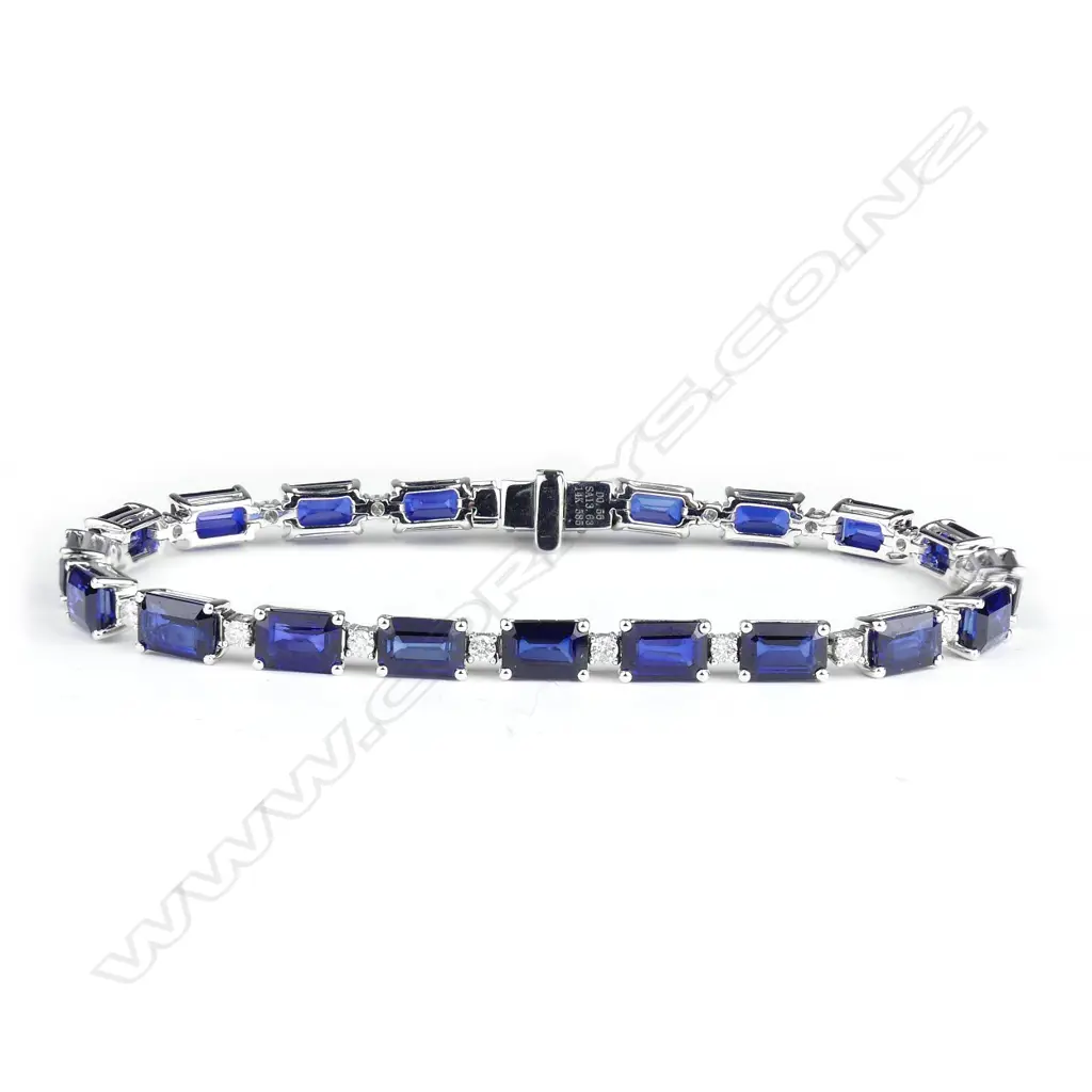 A 14ct white gold sapphire and diamond bracelet Image 1++