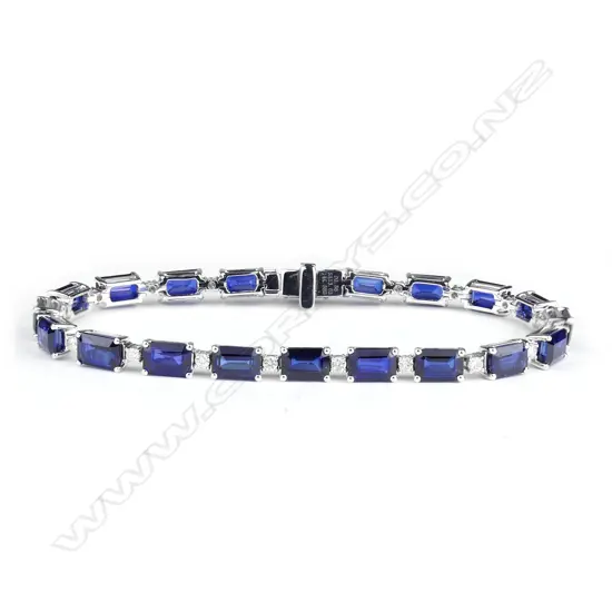 A 14ct white gold sapphire and diamond bracelet