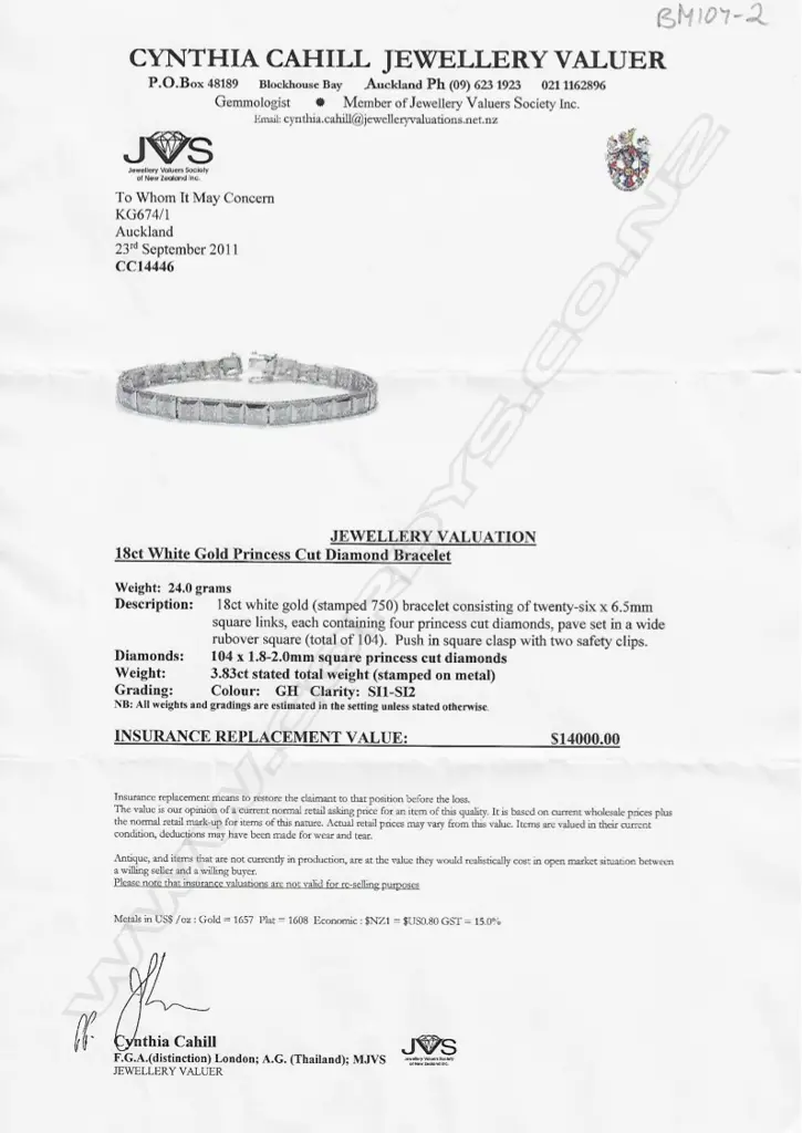 An 18ct. white gold and diamond wide tennis type bracelet Image 1++