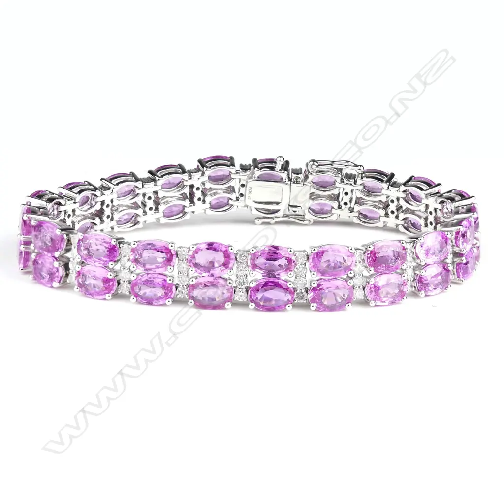 A 14ct white gold sapphire and diamond bracelet Image 1++