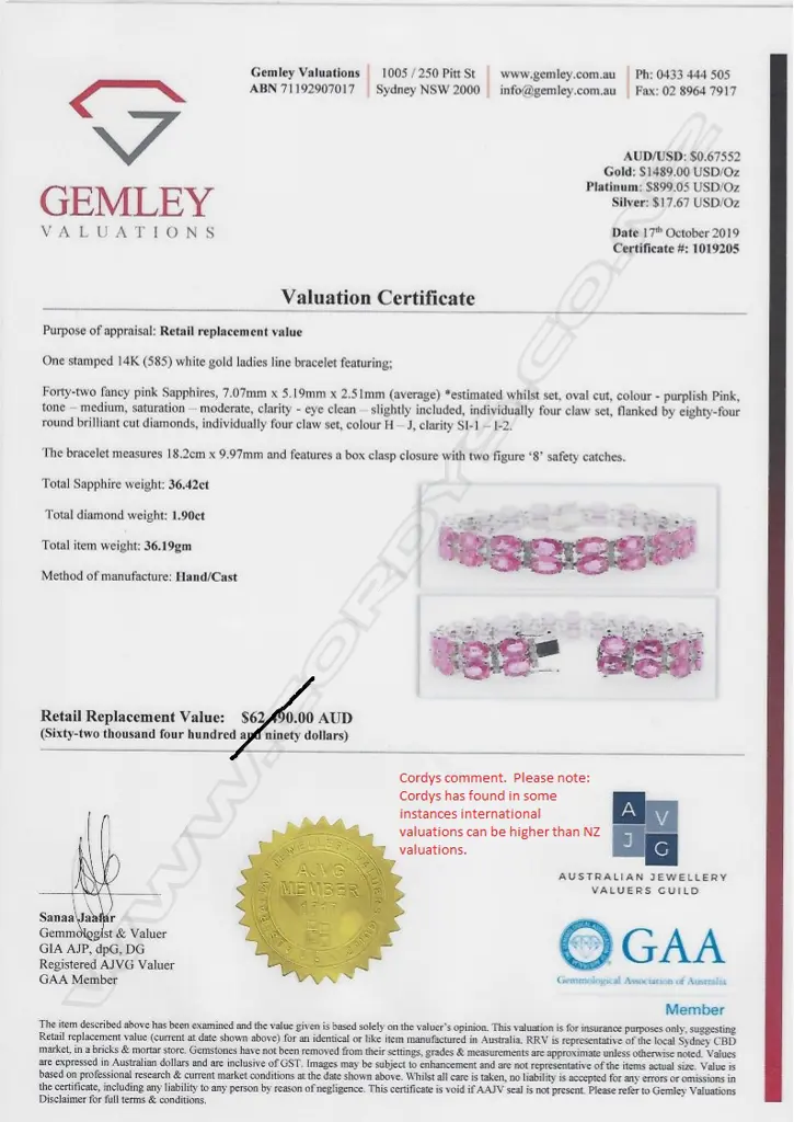 A 14ct white gold sapphire and diamond bracelet Image 1++