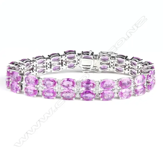 A 14ct white gold sapphire and diamond bracelet