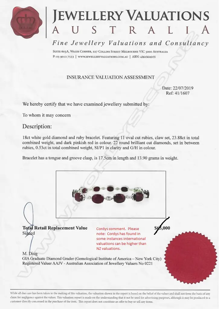 An 18ct white gold ruby and diamond bracelet Image 1++