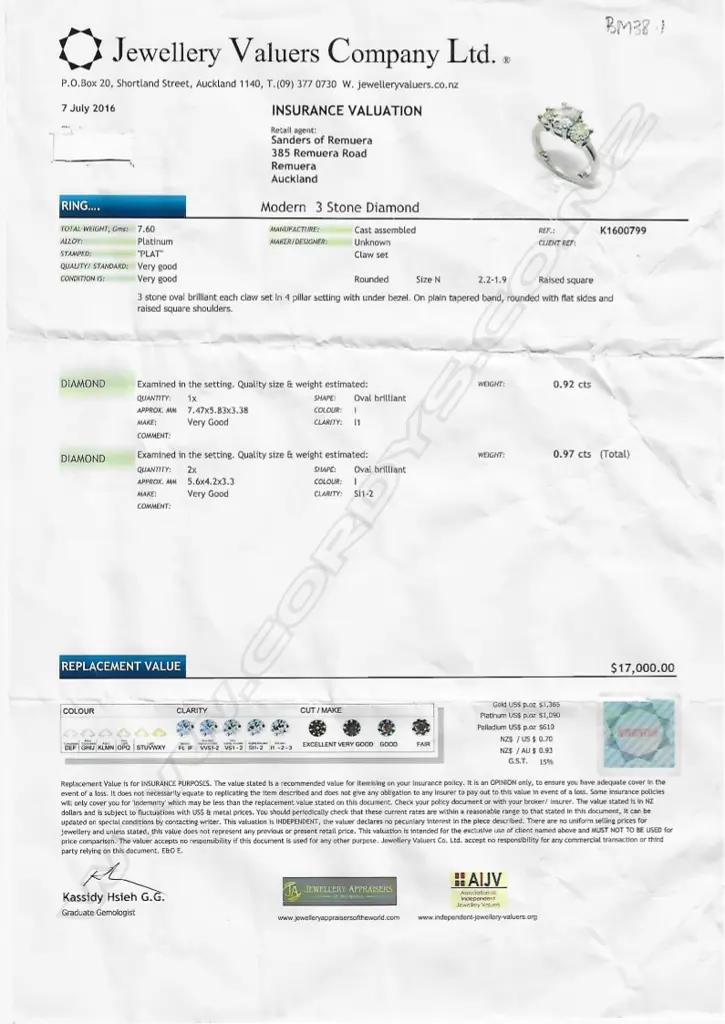 A modern three stone diamond set platinum ring Image 1++
