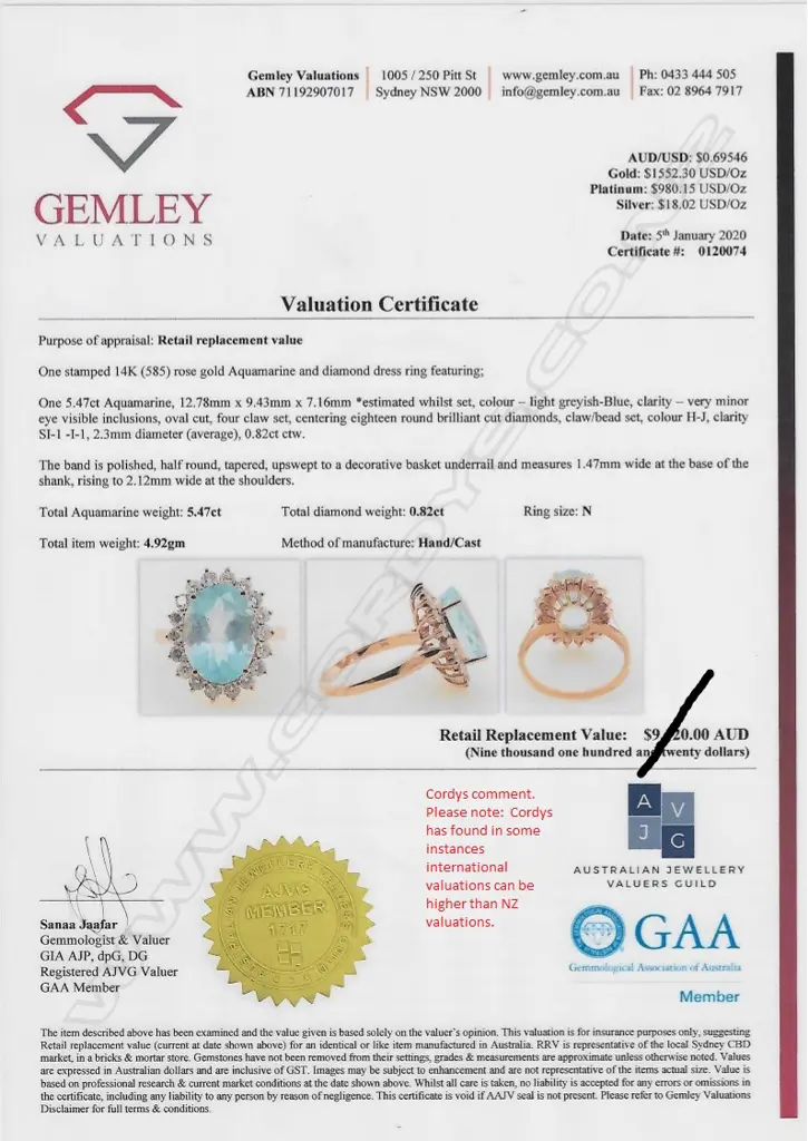 A 14ct rose gold aquamarine and diamond ring Image 1++