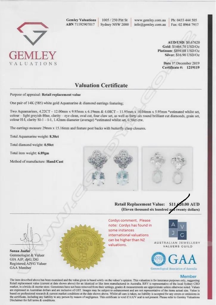 A pair of 14ct white gold aquamarine and diamond earrings Image 1++