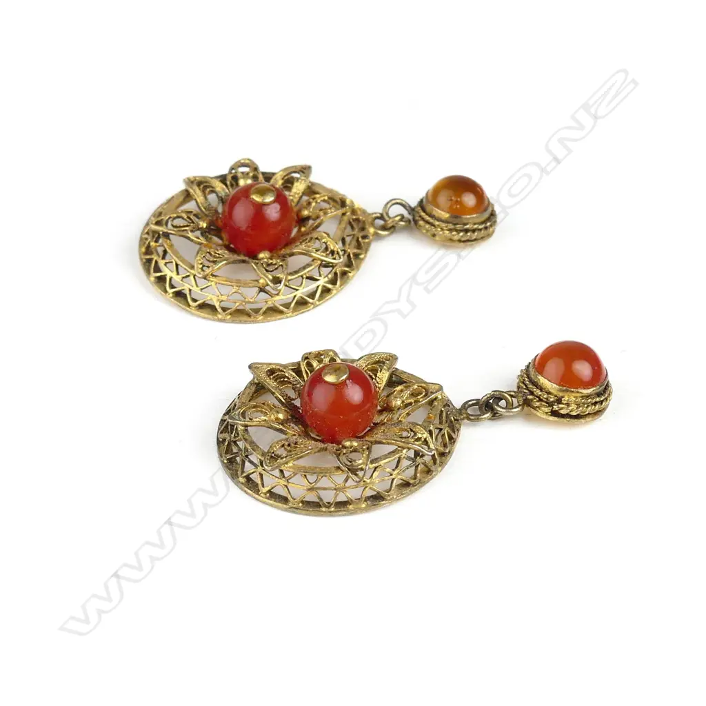 A pair of antique silver gilt earrings Image 1++