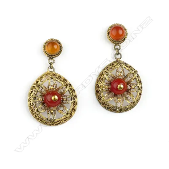 A pair of antique silver gilt earrings