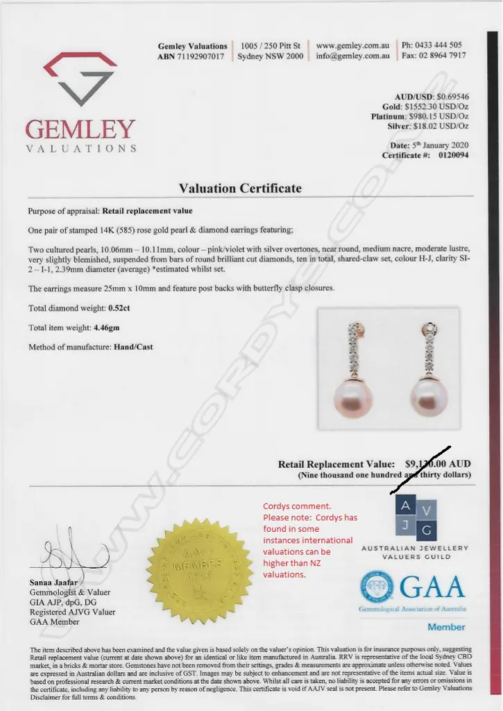 A pair of 14ct rose gold diamond and pearl earrings Image 1++