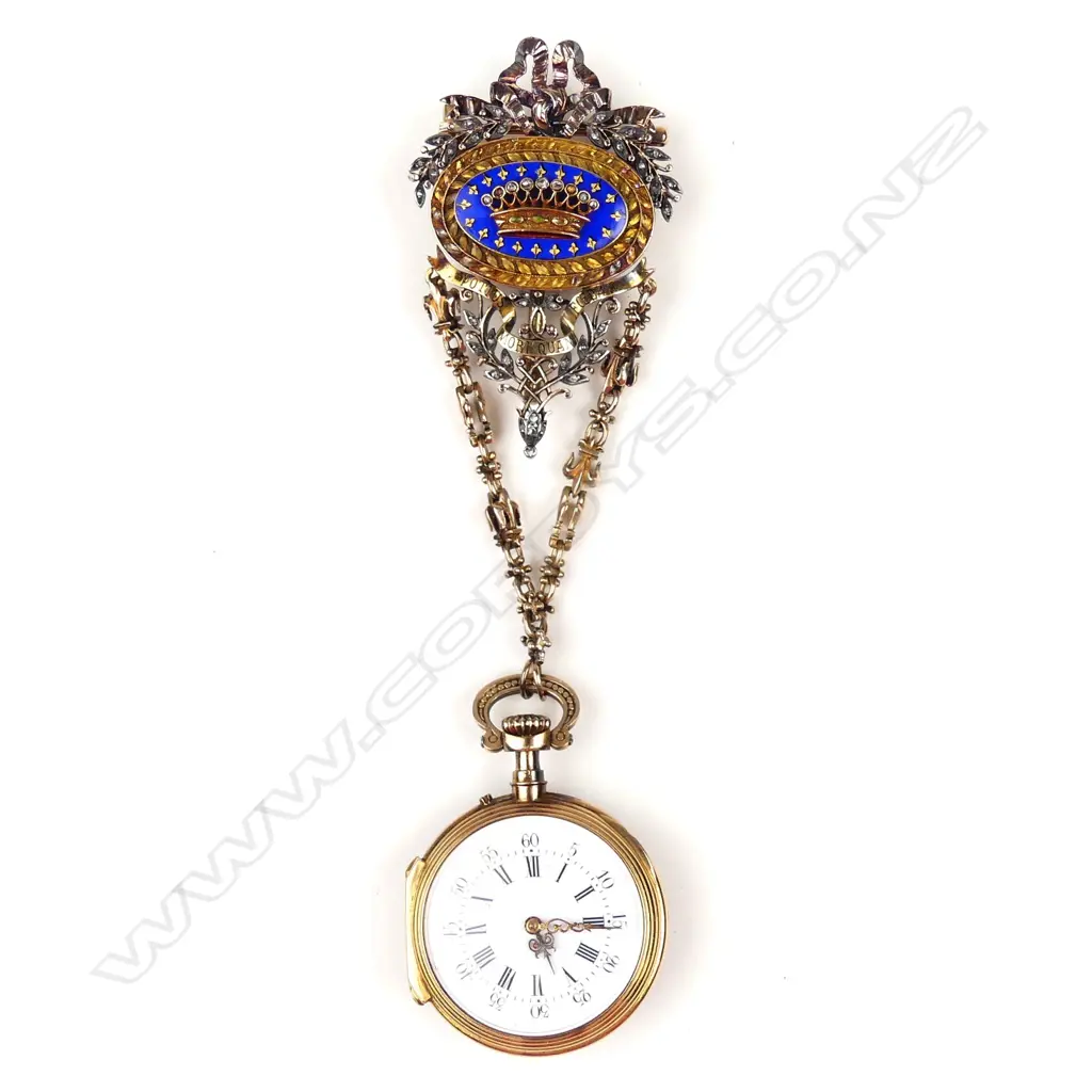 A late 19thC French gold chatelaine watch Image 1++