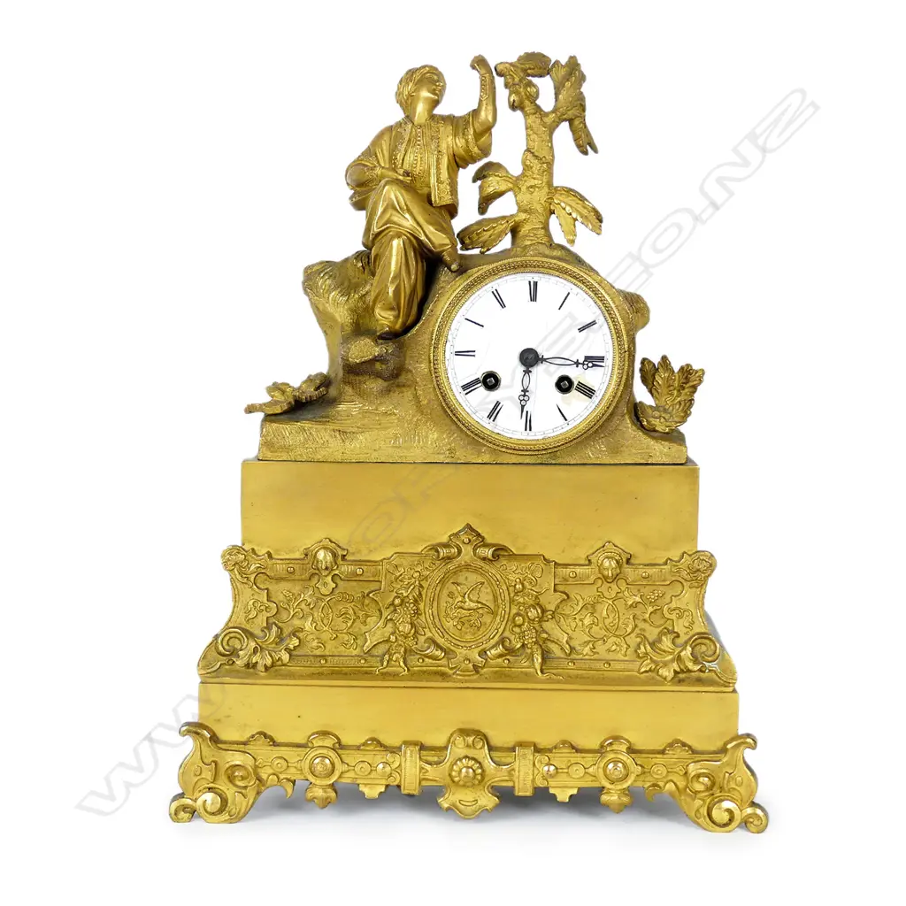 A 19thC French gilt figural mantel clock Image 1++