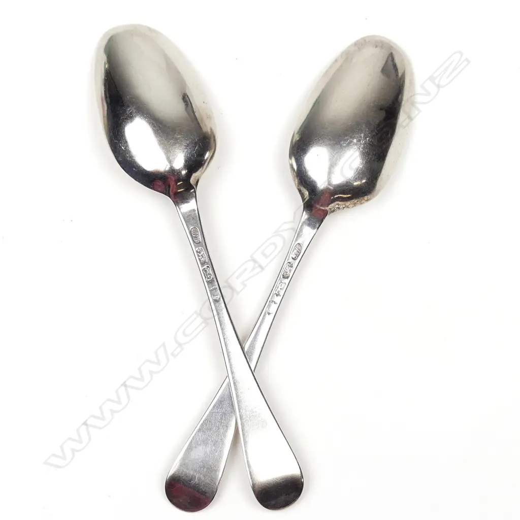 Two George II silver tablespoons Image 1++