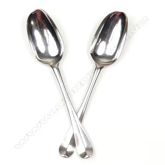 Two George II silver tablespoons