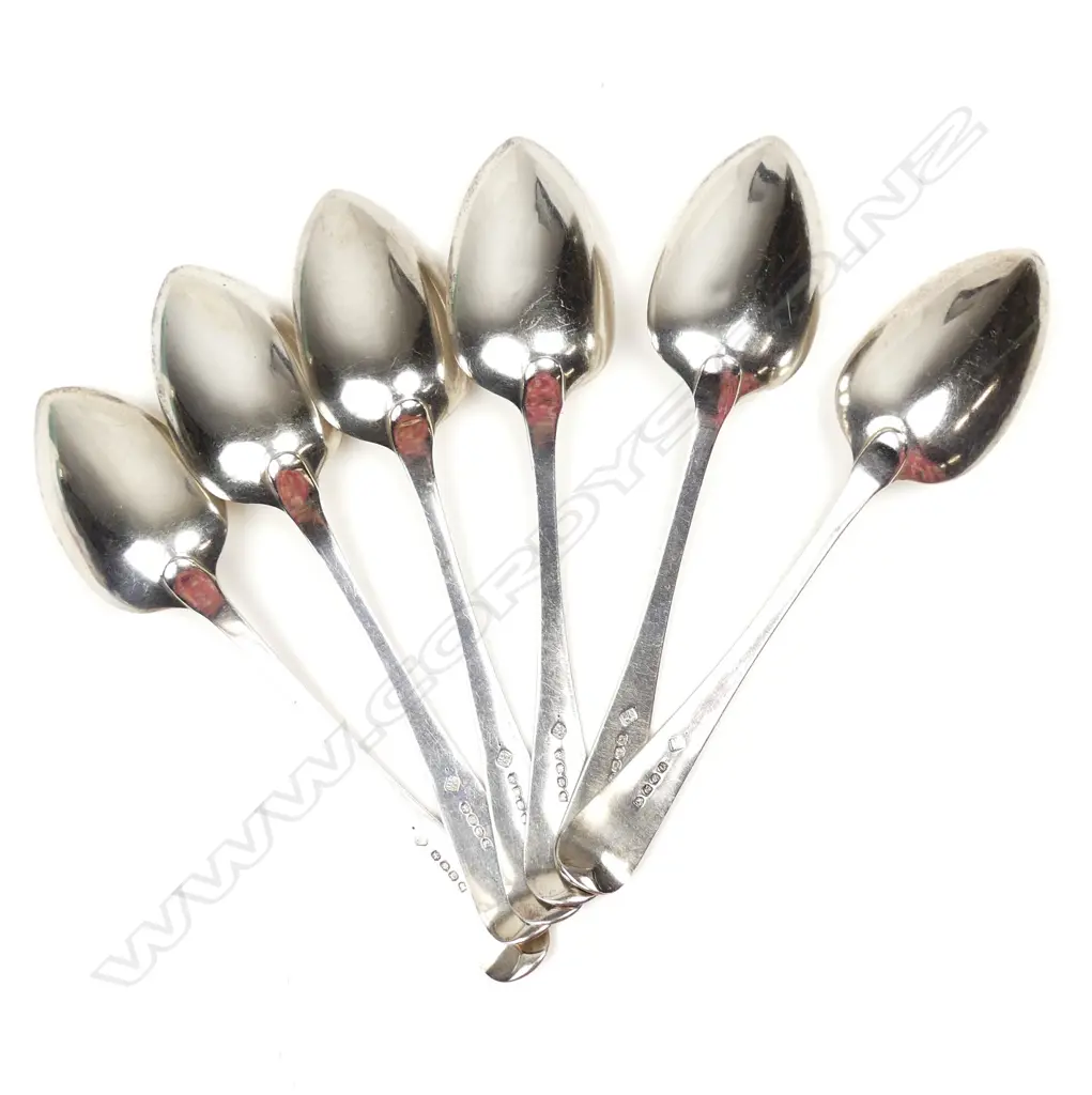 A set of six George III silver Old English pattern tablespoons Image 1++