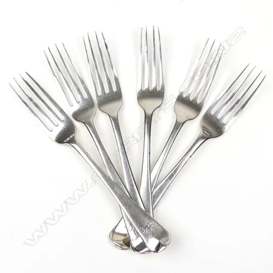 A set of six George III silver Hanoverian pattern table forks