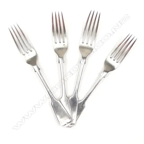 Four silver dessert forks