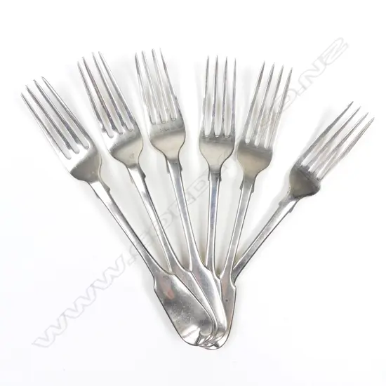 Six silver dessert forks