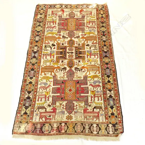 A vintage 'extra weft' kilim rug