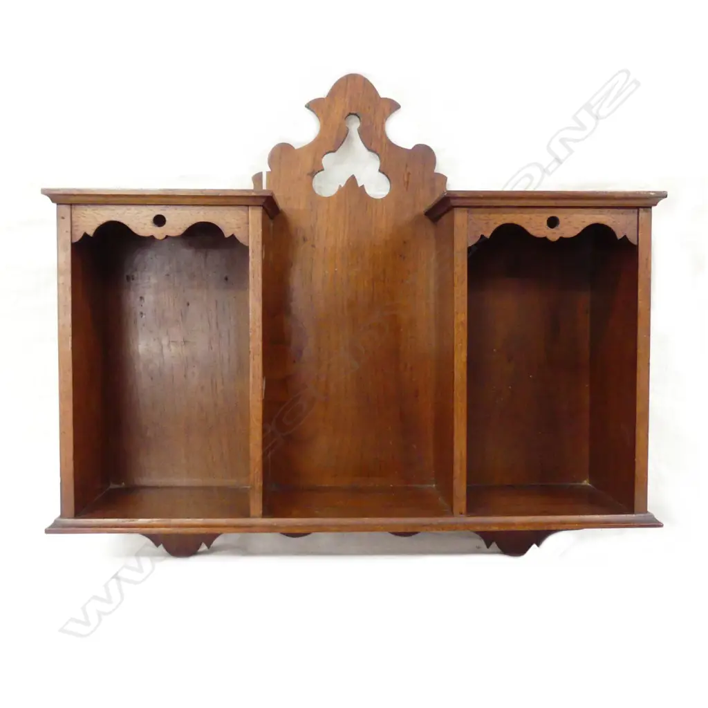 A Victorian wall mounted mahogany shelf Image 1++