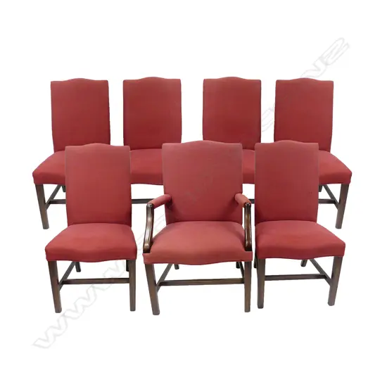 Six contemporary high back dining chairs and two carver chairs