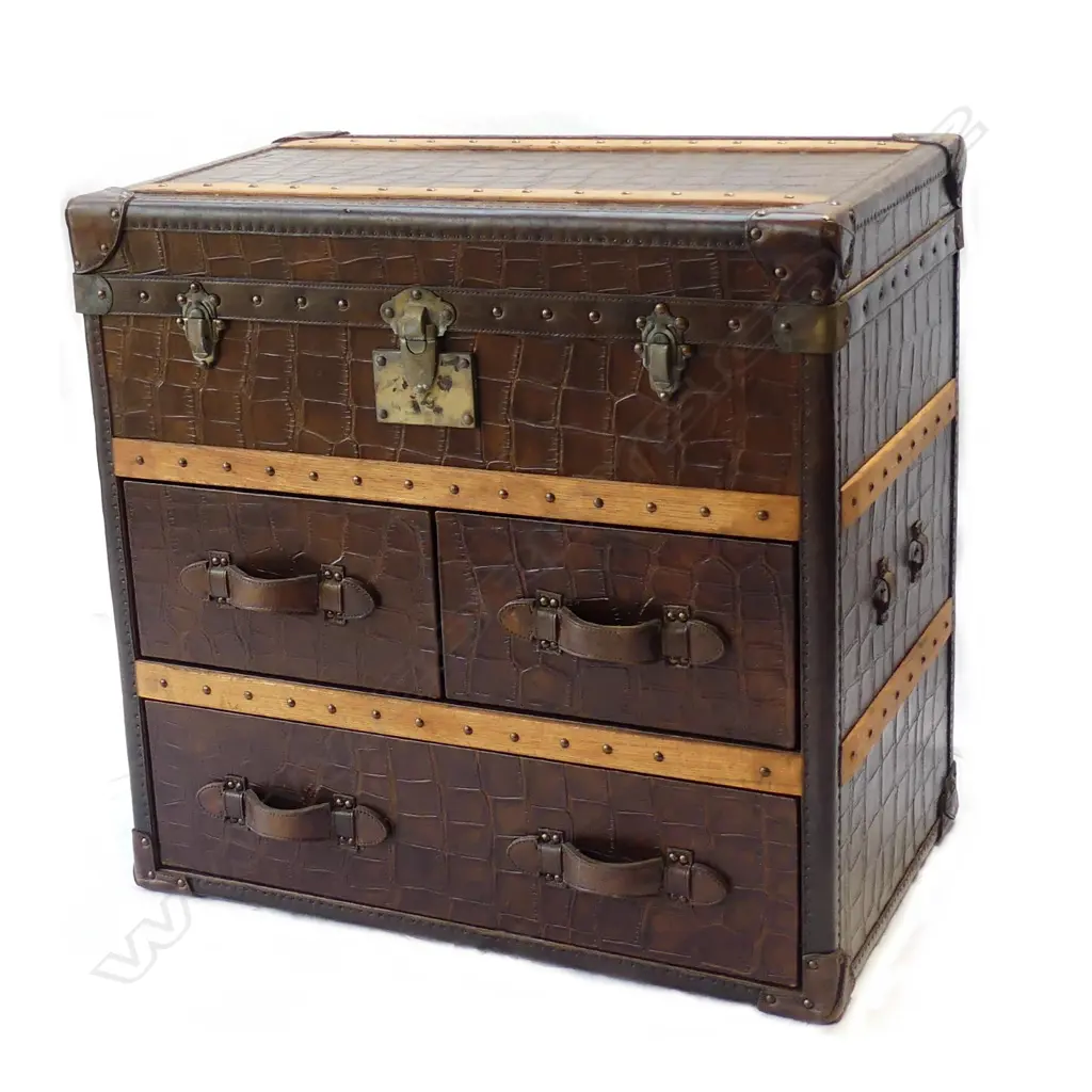 A modern designer crocodile type leather trunk form chest Image 1++