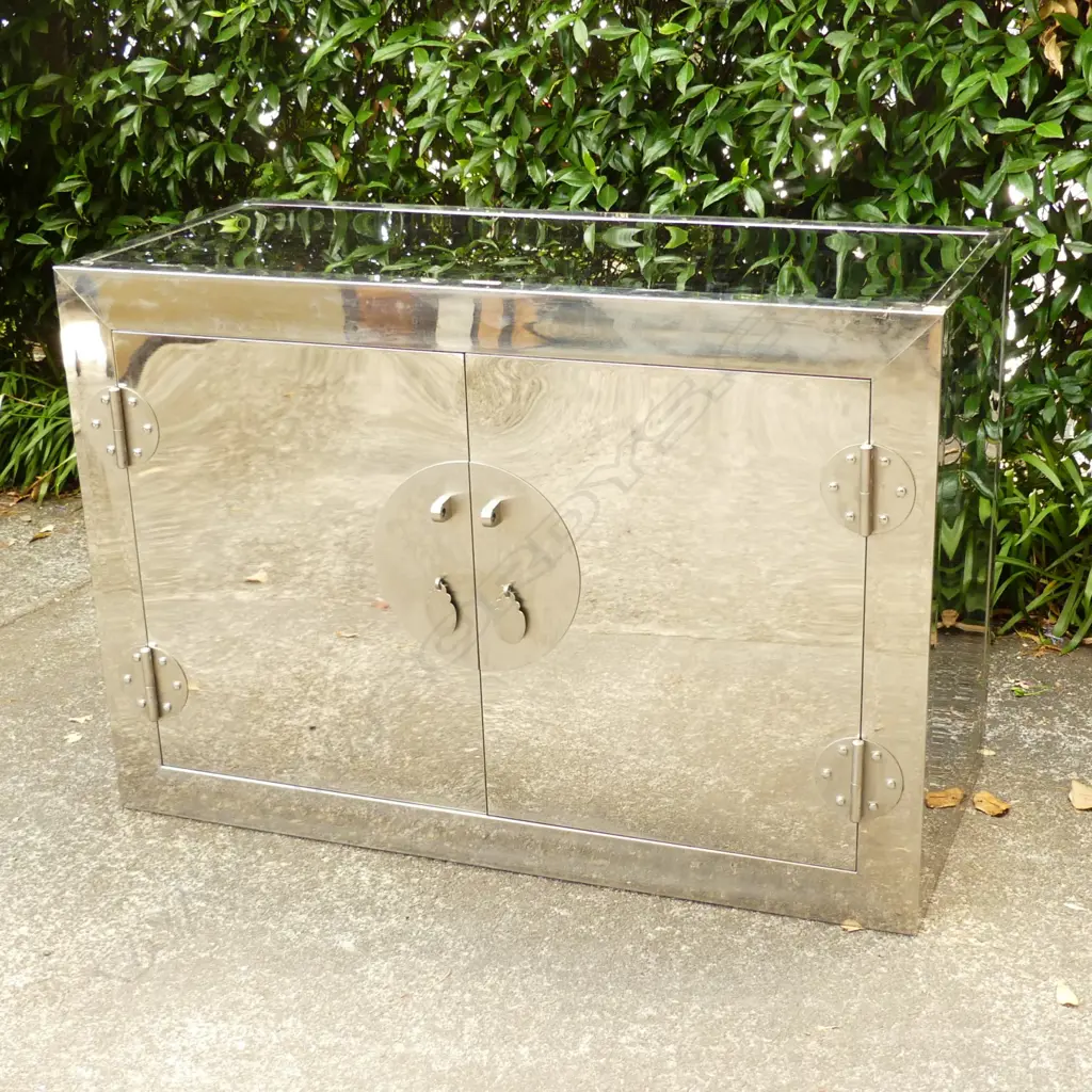 A contemporary polished steel sideboard Image 1++
