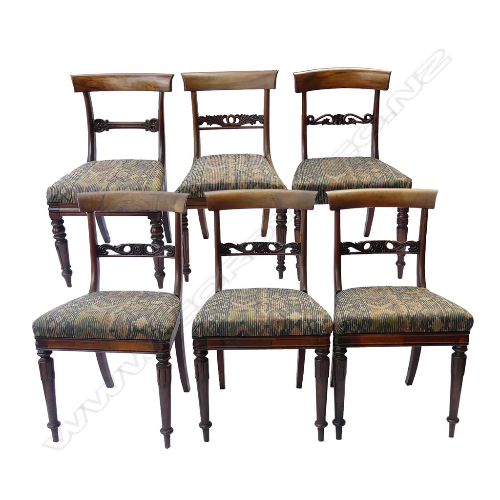 A harlequin set of six Regency rosewood dining chairs Image 1++