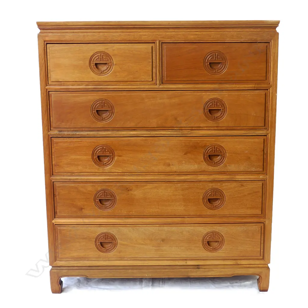 A yellow rosewood Chinese seven drawer chest Image 1++