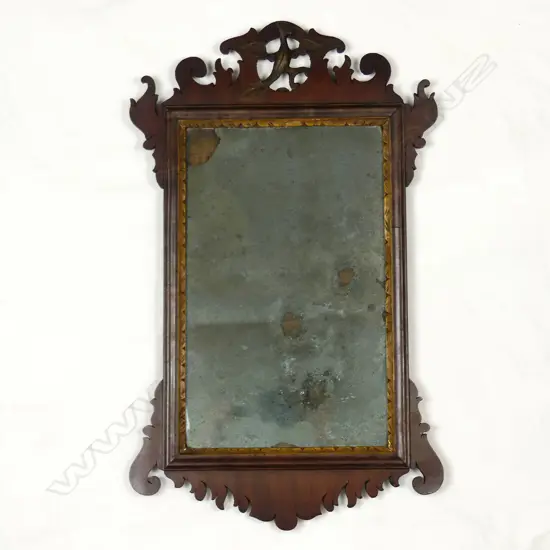 A George III mahogany fretwork framed wall mirror