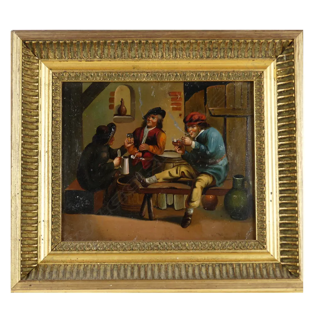 A pair of 18thC style oils on board Image 1++